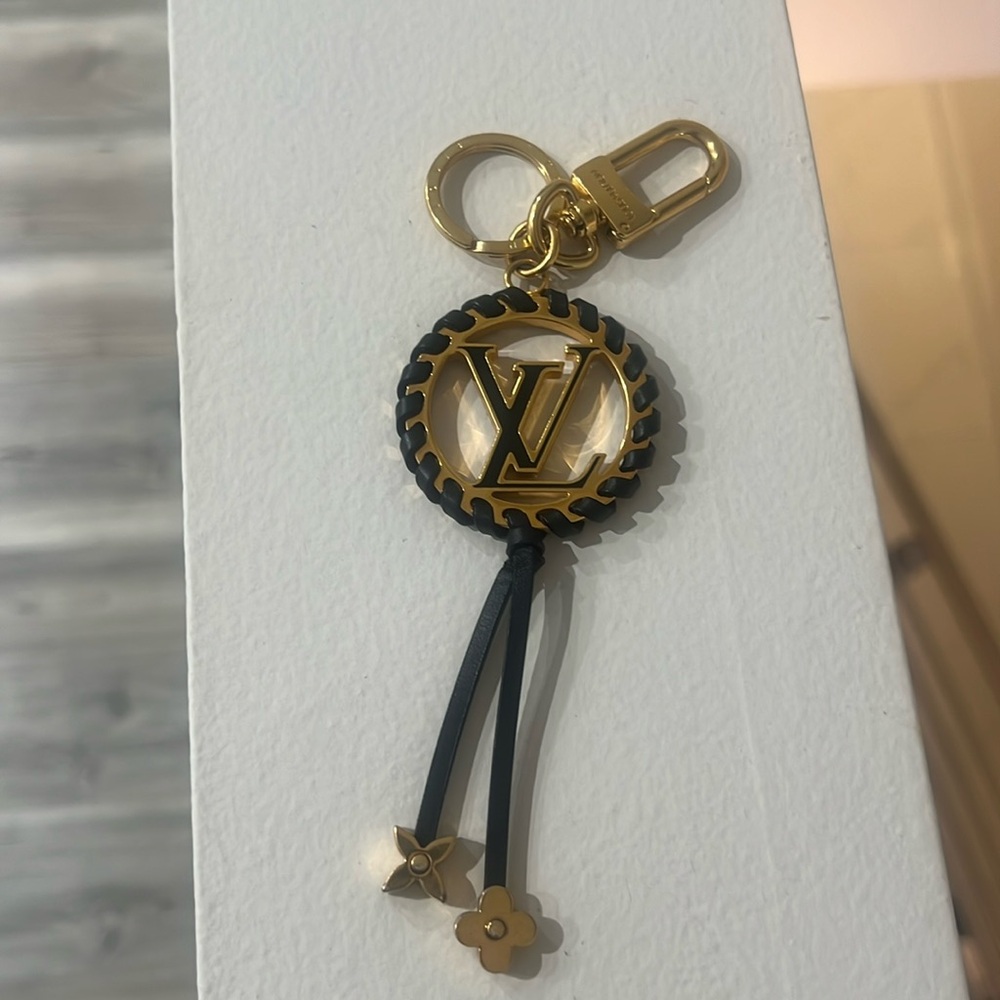 Sold- Louis Vuitton Black Leather Keychain